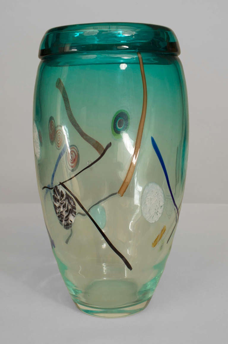 Fin du 20e siècle Vase italien en verre de Murano et de Toso en vente