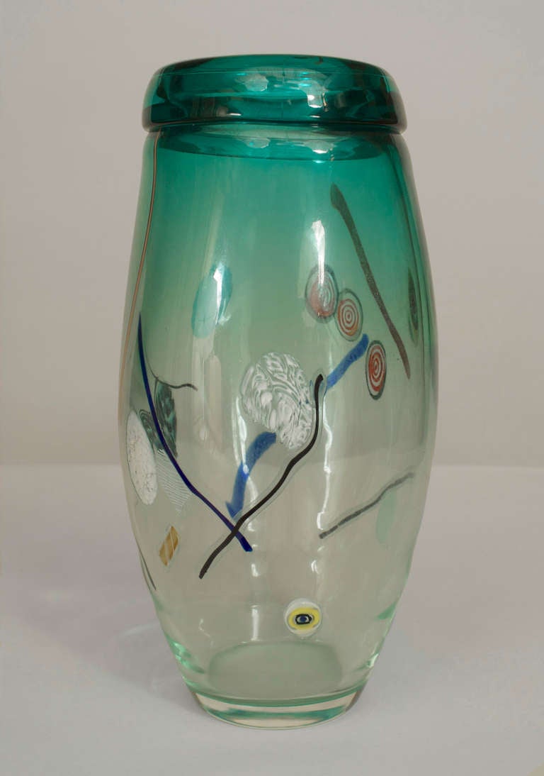 Murano Glass Italian Murano Et Toso Glass Vase For Sale