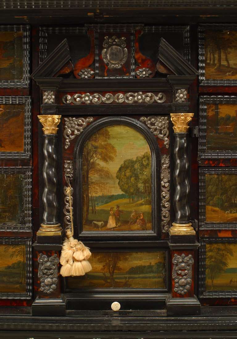 Finely Painted Late 17th c. Flemish Baroque Cabinet 1