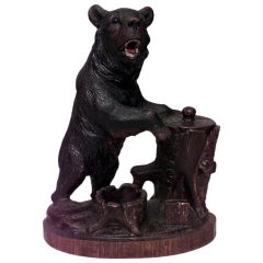 Rustic Black Forest Carved Bear Humidor