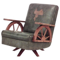 1940's American Western Wagon Wheel Easy Chair