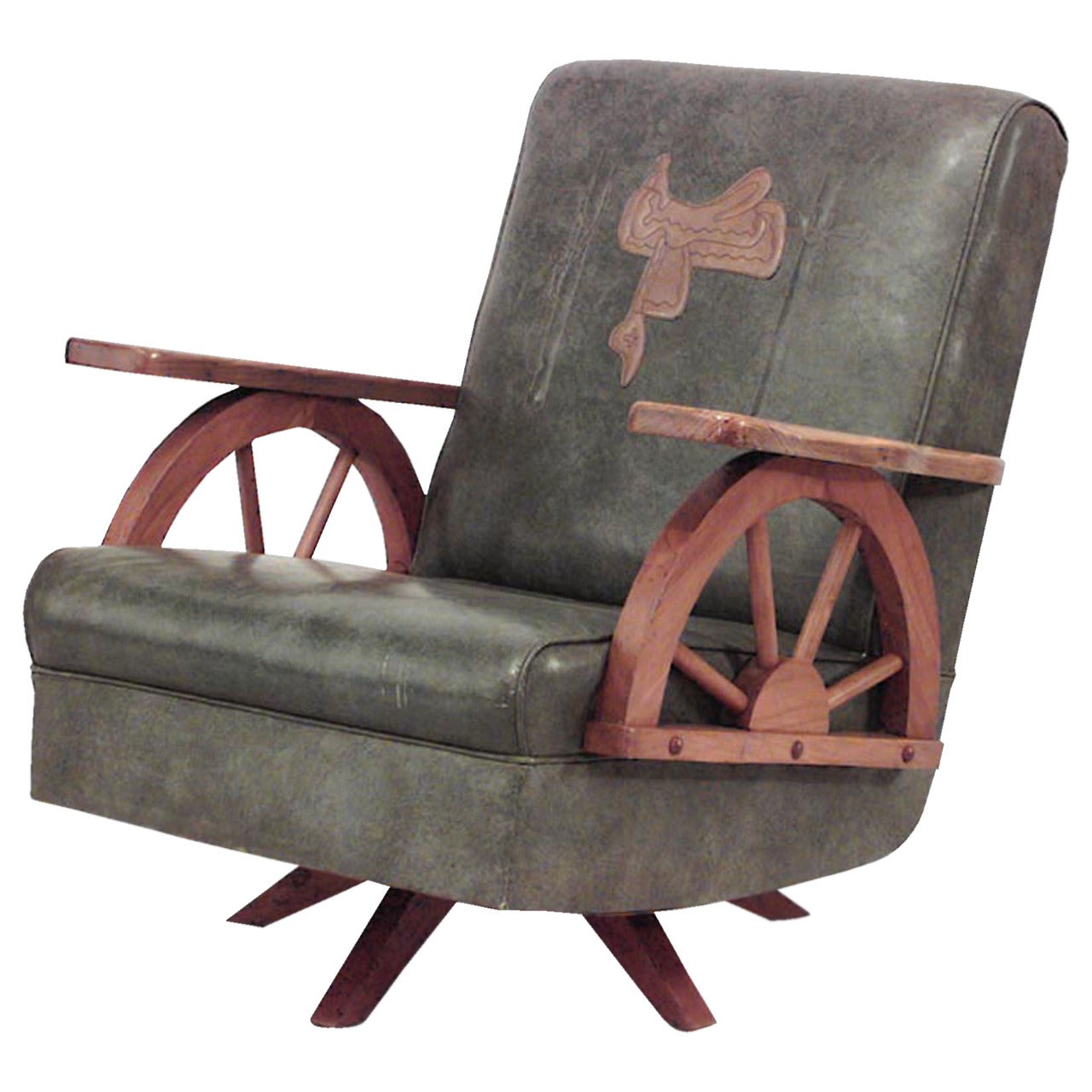 1940's American Western Wagon Wheel Easy Chair