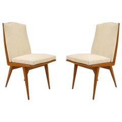 Vintage Pair of Italian Blond Mahogany Side Chairs