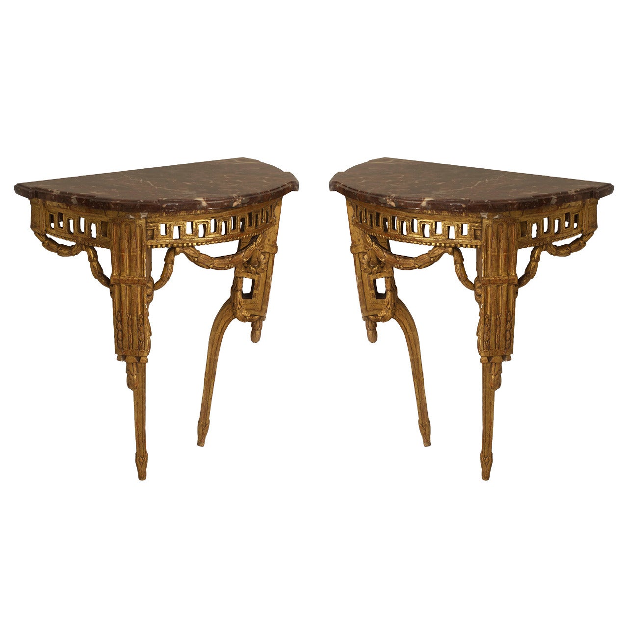 Pair of Late 18th Century Italian Neoclassical Bracket Console Tables