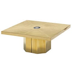 1980s Belgian Agate-Inset Etched Brass Coffee Table by George Mathias 8