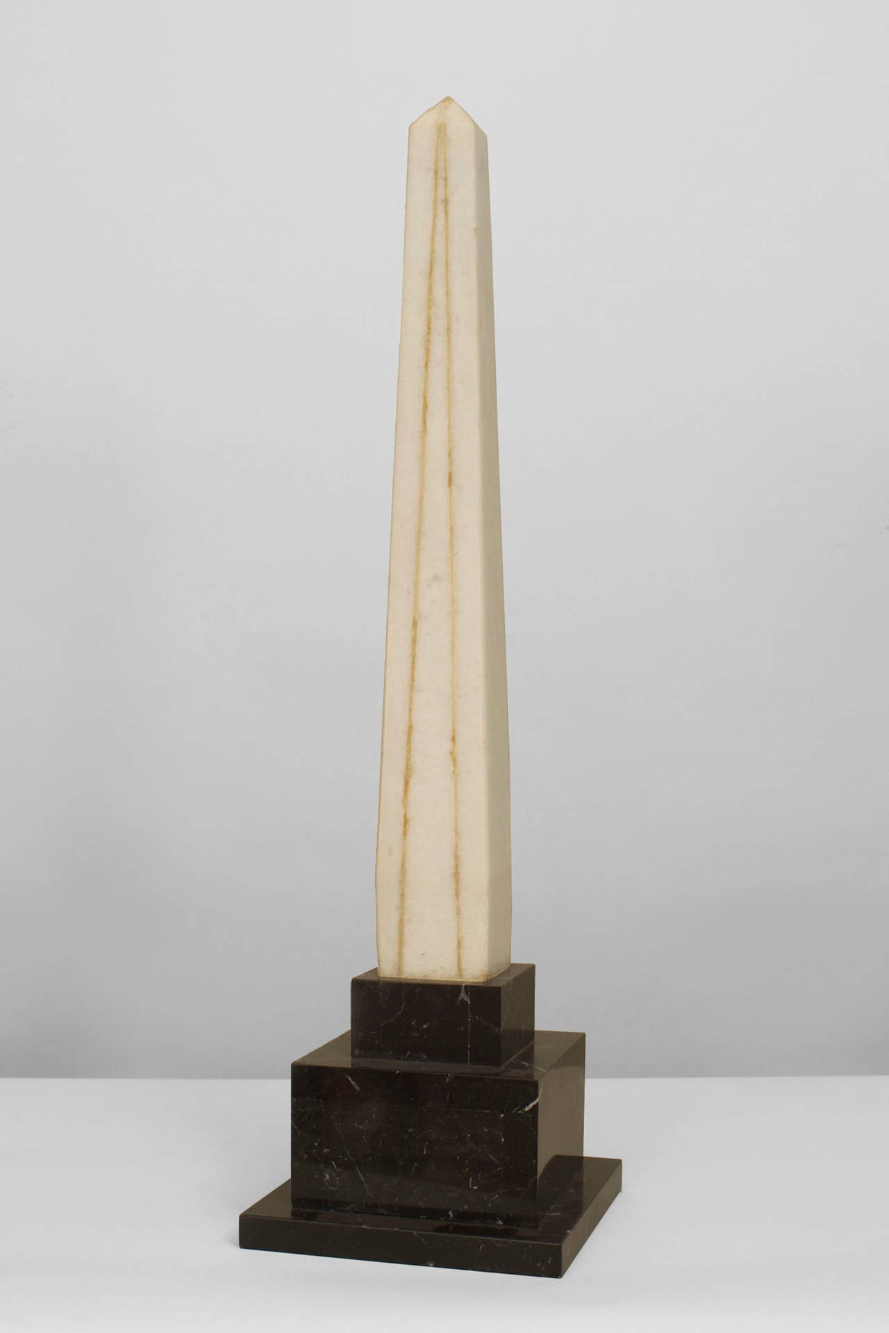 An Italian Neo-classic White Granite with Yellow Trimmed Obelisk