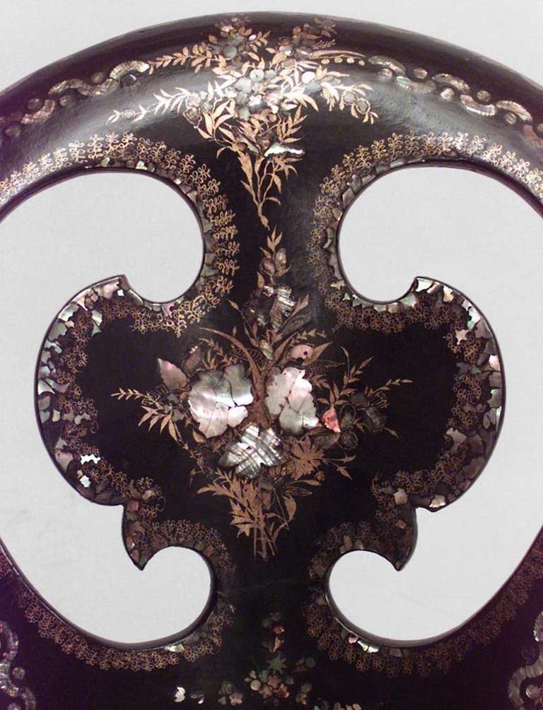 British 19th c. English Pearl Inlaid Papier Mache Side Chair