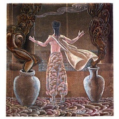 Large Art Deco Painted Wall Hanging Attributed to Grant Simon 2