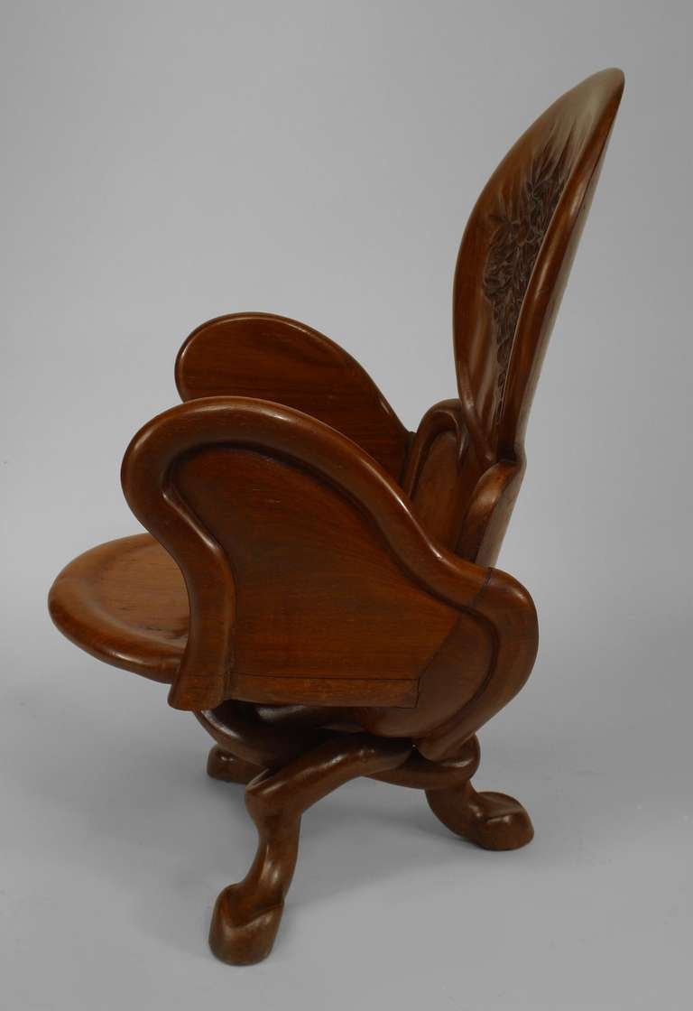 6 Art Nouveau Teak Arm Chairs 1
