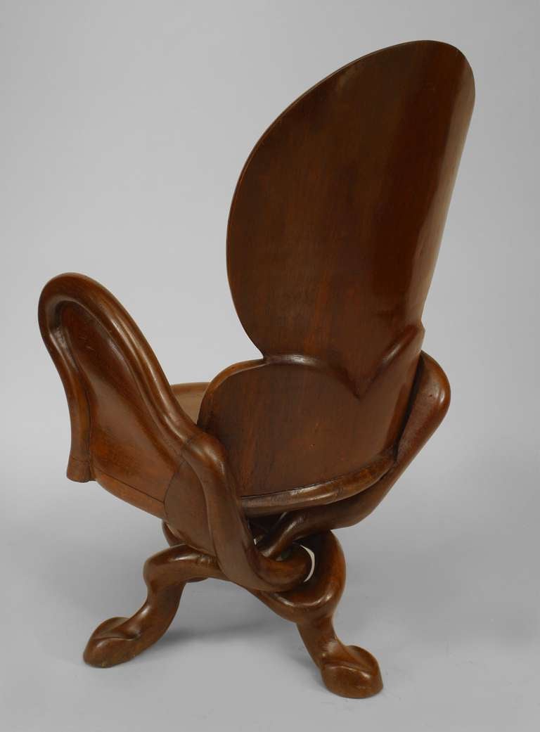 6 Art Nouveau Teak Arm Chairs 2