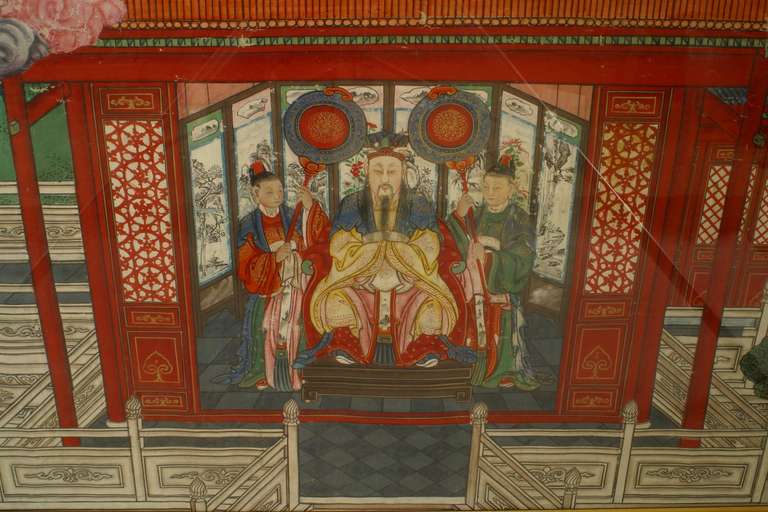 4 Chinese Watercolors of Court and Buddhist Scenes For Sale 3