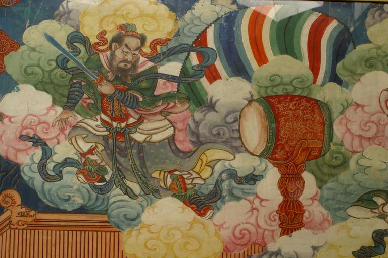 4 Chinese Watercolors of Court and Buddhist Scenes For Sale 4