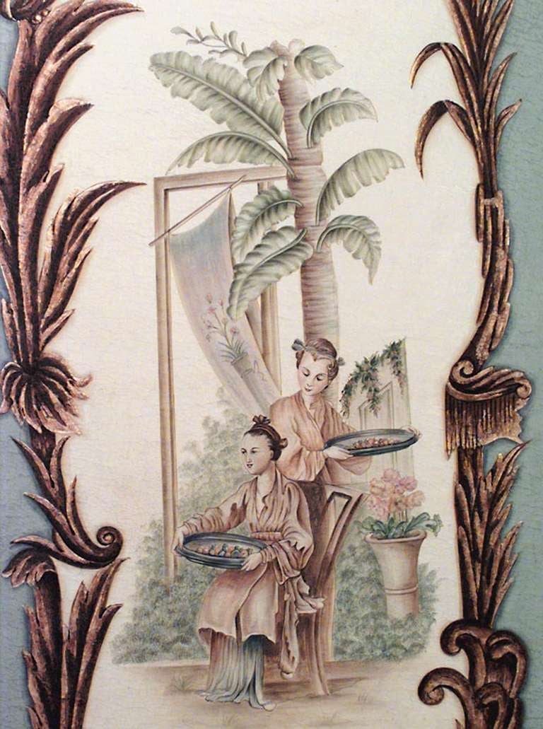 Paire de tableaux Chinoiserie de style Louis XV à la manière de Pillement Excellent état - En vente à New York, NY