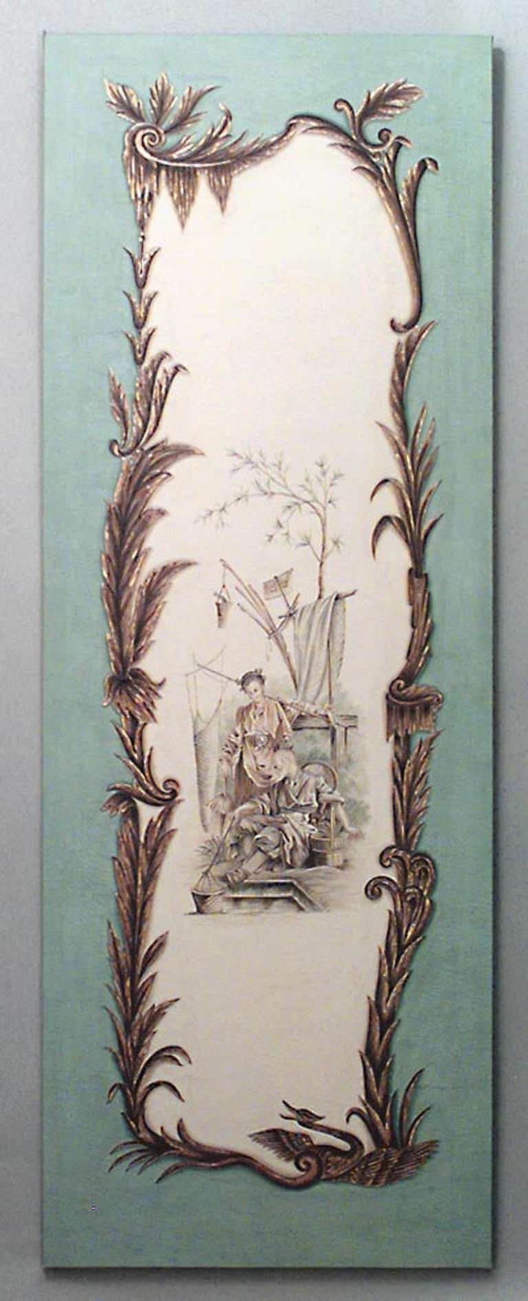 Français Paire de tableaux Chinoiserie de style Louis XV à la manière de Pillement en vente