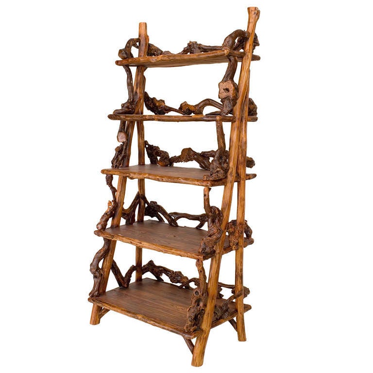 Late 20th c. Adirondack Style Root Filigreed Etagere For Sale at