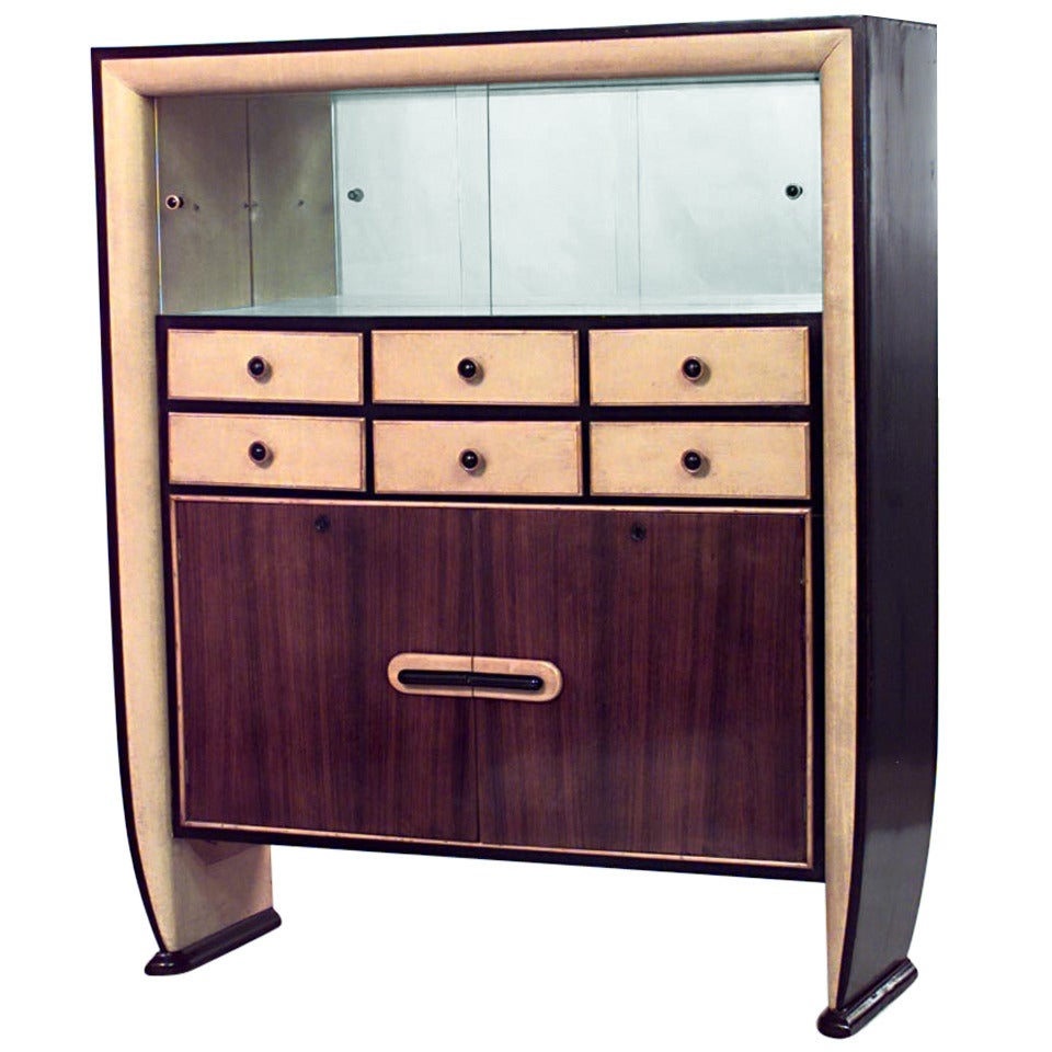1940's Italian Rosewood and Parchment Cabinet Attributed to Borsani