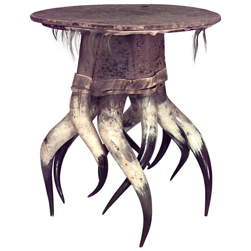 Rustic Continental Horn Base Table For Sale