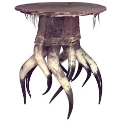 Antique Rustic Continental Horn Base Table