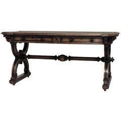 William IV Leather Topped Oak Writing Table 12