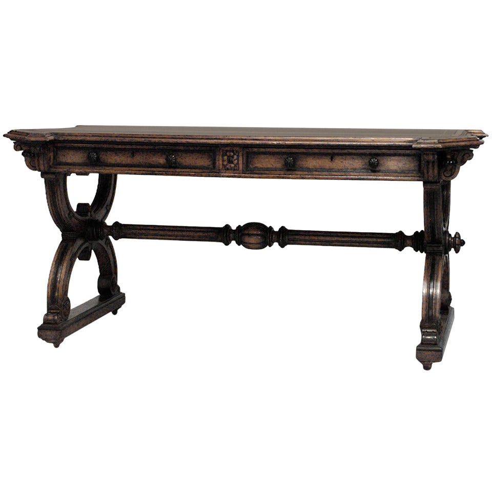 English Late Regency Oak Writing Table For Sale