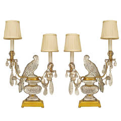 A Lovely Pair of French Crystal Bird Candelabra 5
