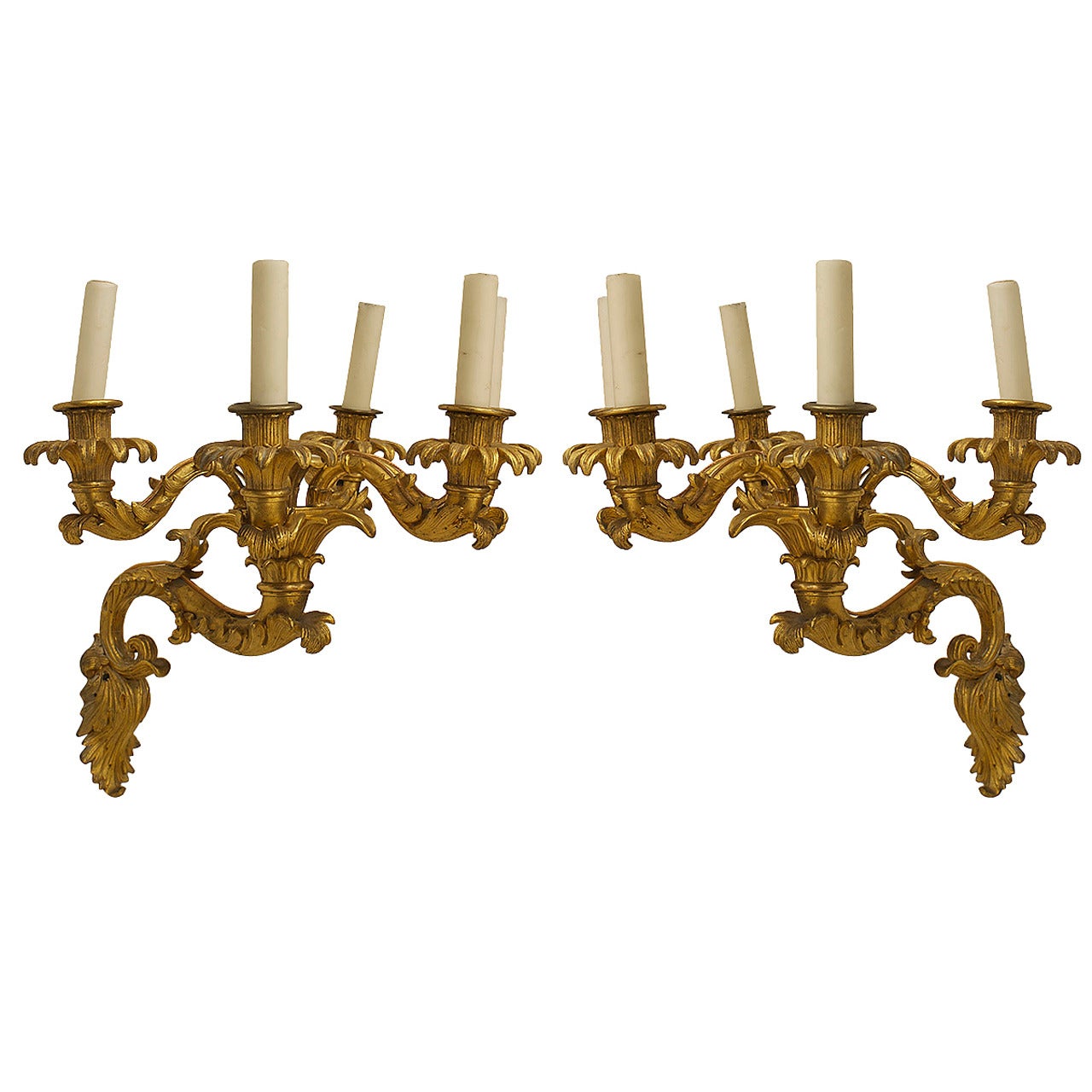 Pair of French Charles X Gilt Bronze Wall Sconces For Sale