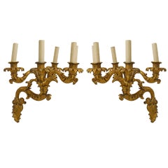 Pair of French Charles X Gilt Bronze Wall Sconces