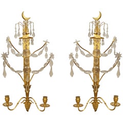 Pair of Continental Gilt Bronze Wall Sconces