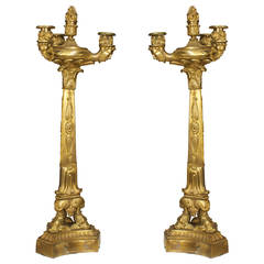 A Fine Pair of French Restoration Gilt Bronze Candelabras 8