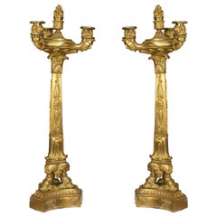 A Fine Pair of French Restoration Gilt Bronze Candelabras