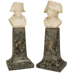 Pair of 19th c. Continental Alabaster Busts of Napoleon & Frederick the Great 10