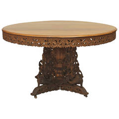 A Beautifully Carved English Anglo-Indian Teak and Padouk Center Table 6