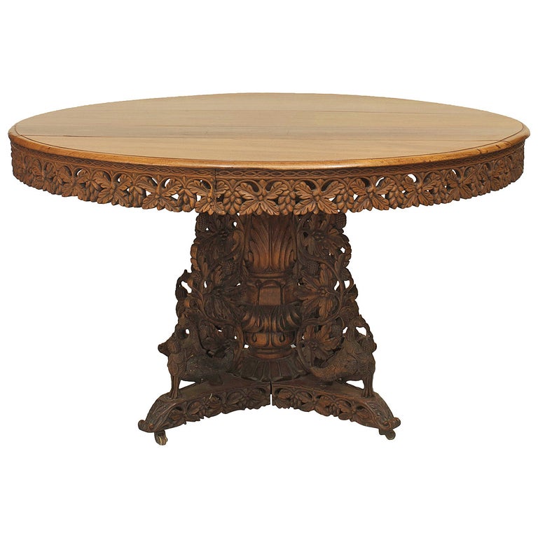 English Anglo-Indian Teak and Padauk Center Table