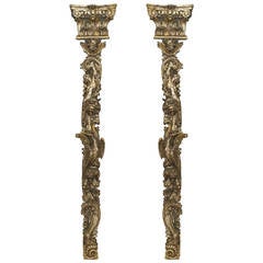 An Exquisite Pair of Carved 18th Century Silver Gilt Pilasters 5