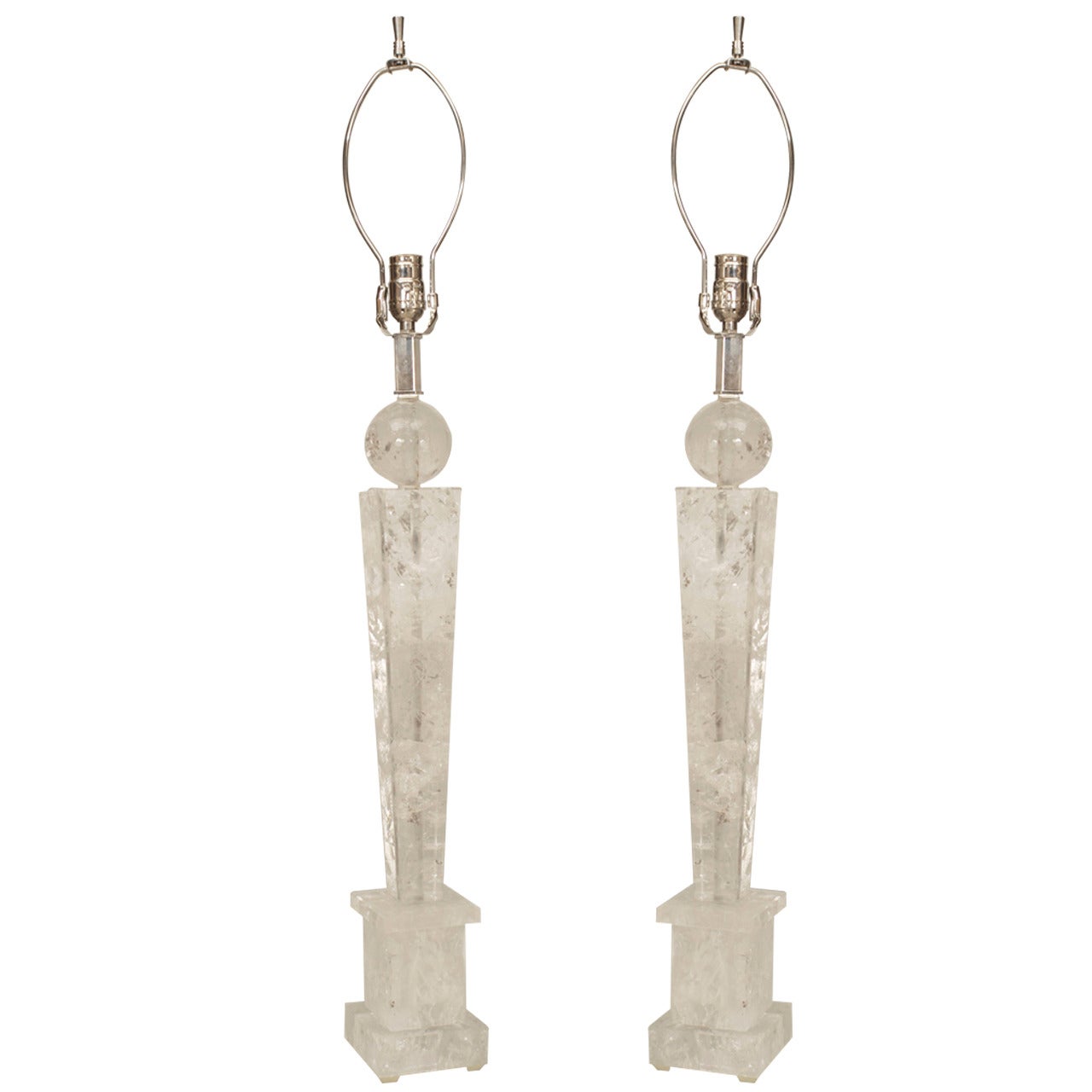 A Pair of Continental Baltic Neo-classic style Rock Crystal For Sale