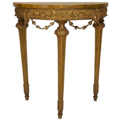 Italian Neo-Classic Gilt Marble Top Console Table