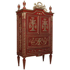 An Ornate Italian Neo-classic Scarlet Painted and Parcel Silver Gilt Armoire 11