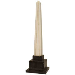 An Italian Neo-classic White Granite with Yellow Trimmed Obelisk