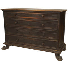 Unique Northern Italian Baroque Walnut Commode with Decorative Drawer Pulls 7