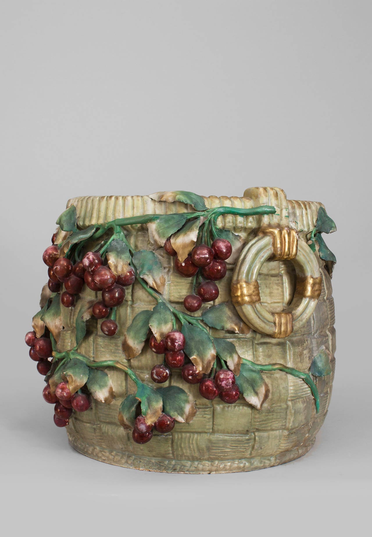 Large Turn of the Century Continental Amphora Porcelain Jardiniere In Good Condition In Queens, NY