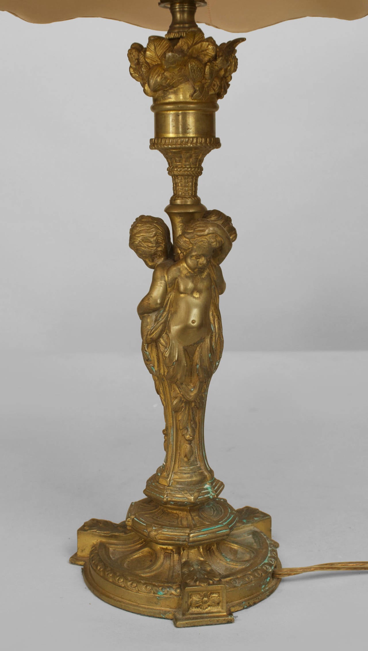 19th c. French Louis XV Style Bronze Candlestick Lamp In Excellent Condition In New York, NY
