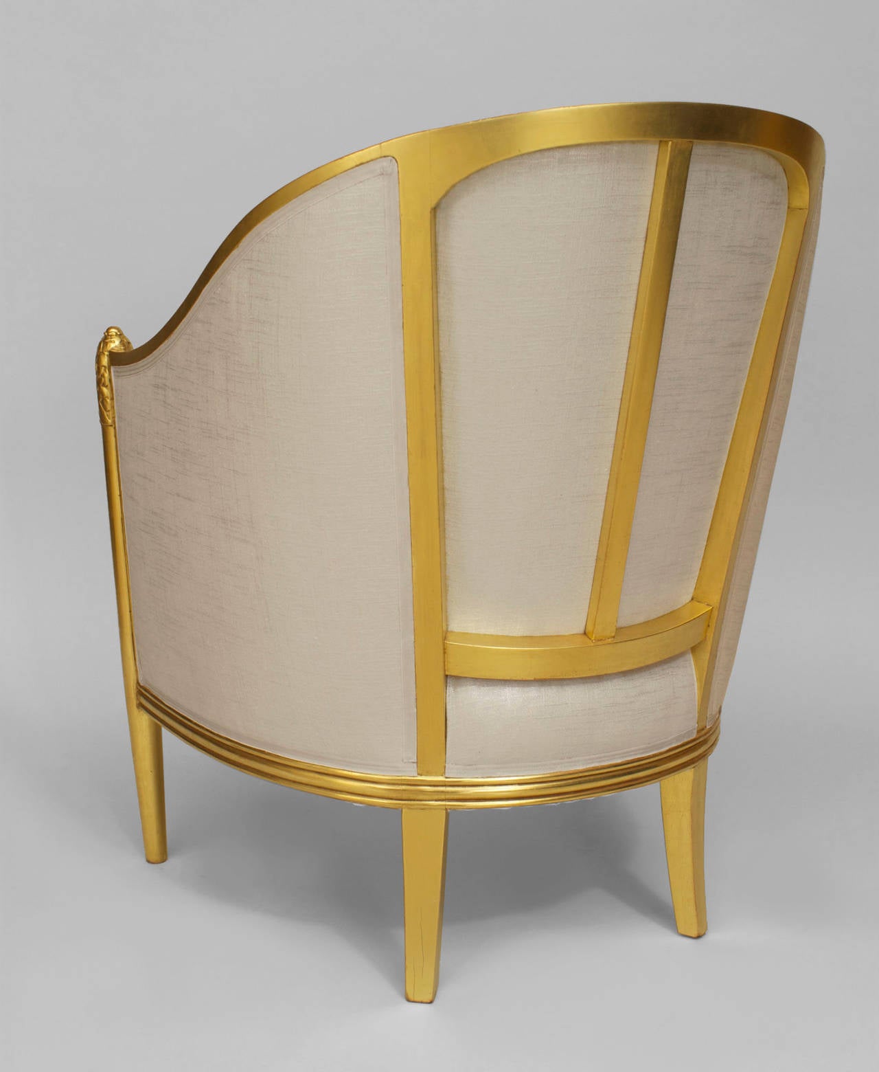 Giltwood Two Pairs of French Art Deco Club Chairs Attributed to Follet