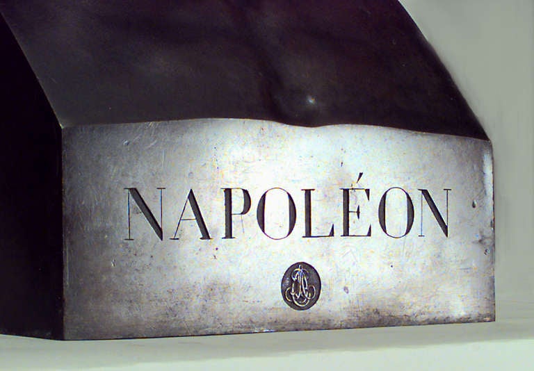 Nineteenth century French Empire patinated bronze bust depicting Napoleon. The work is labeled 
