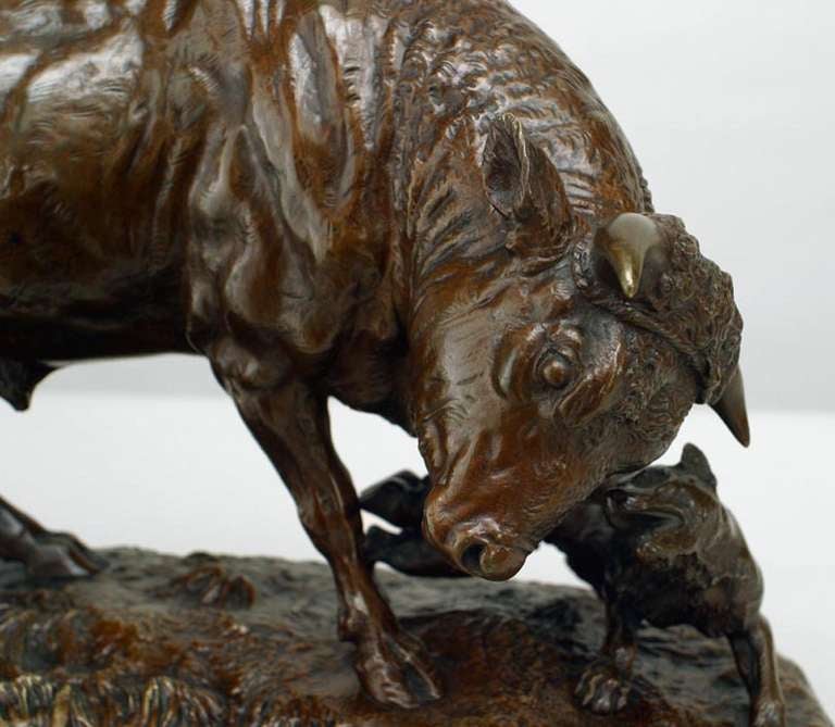 Französischer Bronze Stier und Hund im Zustand „Hervorragend“ im Angebot in New York, NY
