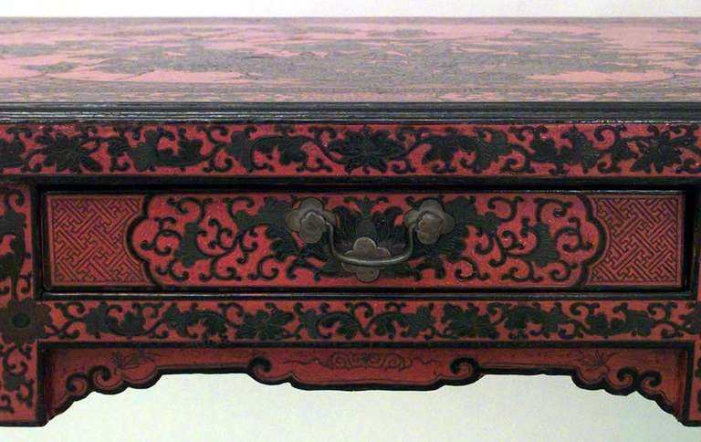 19th c. English Regency Red Lacquered Chinoiserie Desk 1