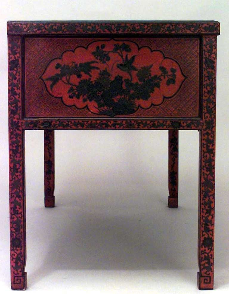19th Century 19th c. English Regency Red Lacquered Chinoiserie Desk