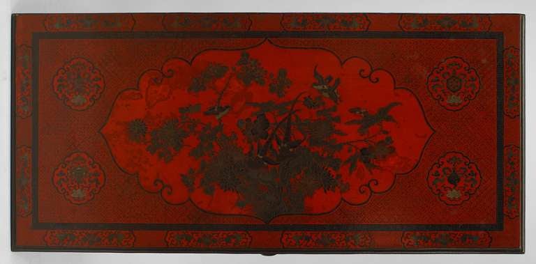 19th c. English Regency Red Lacquered Chinoiserie Desk 3
