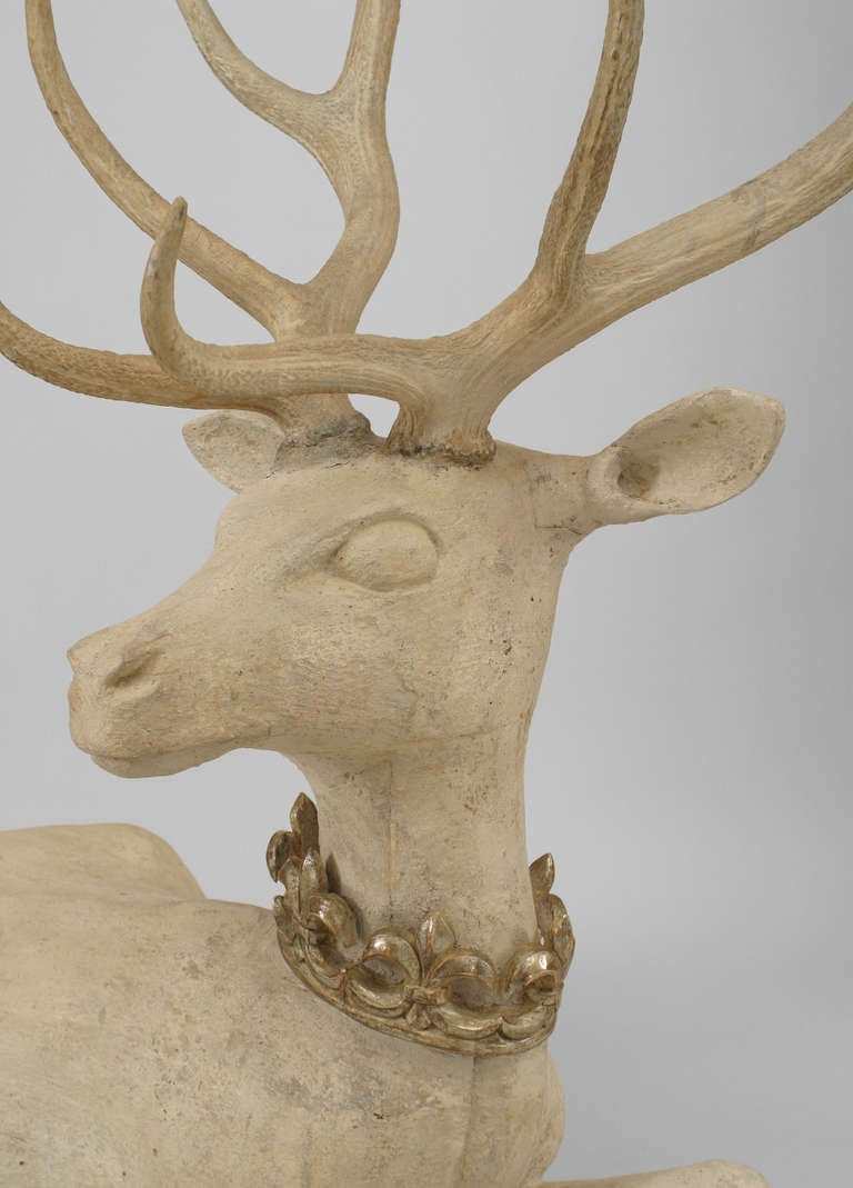 19th Century Pair of Life-Sized English Country Stag Sculptures