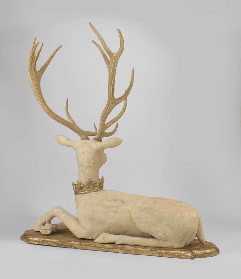 Pair of Life-Sized English Country Stag Sculptures 1