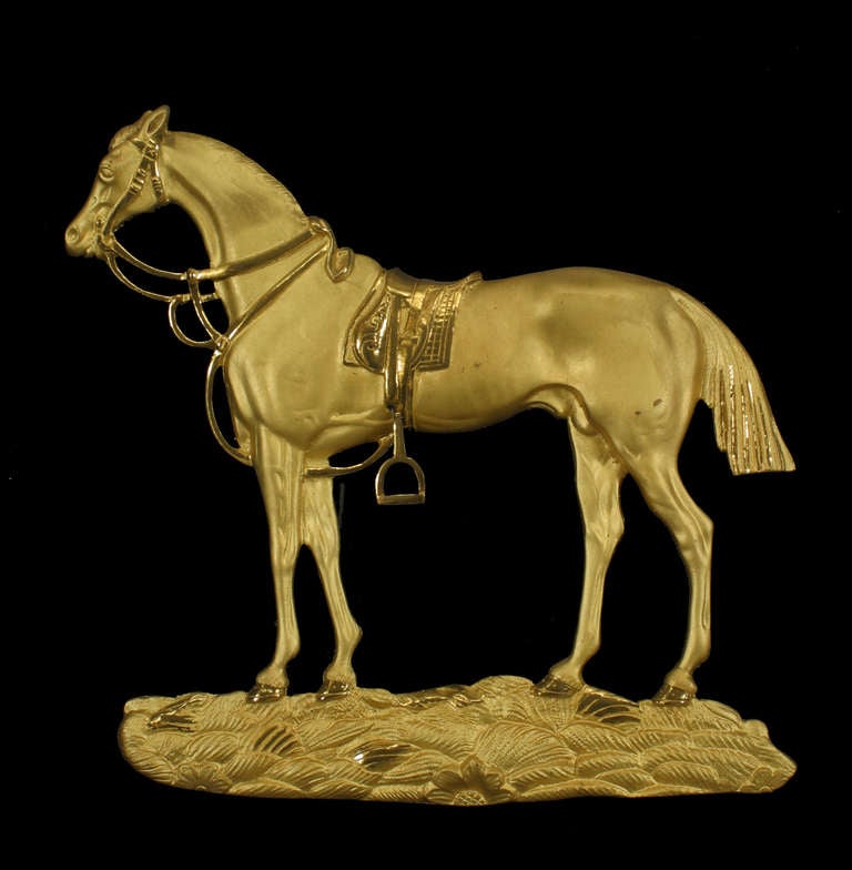 Pair of 19th c. English Gilt Bronze Equestrian Plaques In Excellent Condition In New York, NY